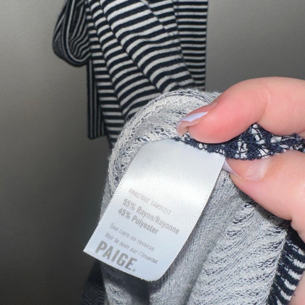 Paige Ravyn Waist Tie Midi Dress Ruffle Sleeve Navy/White Stripe Size XS - Picture 6 of 7